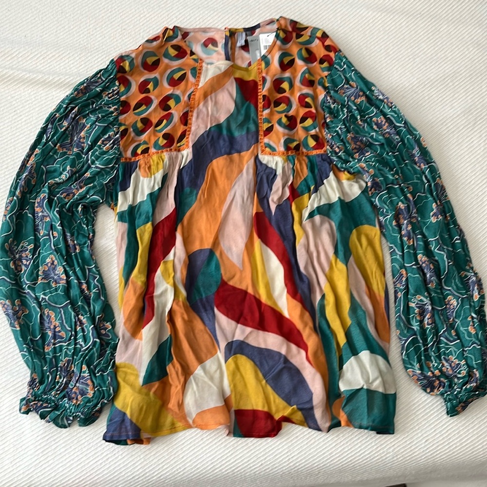 Anthropologie Bl^nk Multi-patterned Blouse
